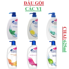 Dầu gội Head&shoulders 625ml; bạc hà,mượt óng,ngăn rụng tóc,sảng khoái,táo,da đầu ngứa