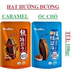 Hạt hướng dương chacha túi 108gr, vị caramel, vị óc chó