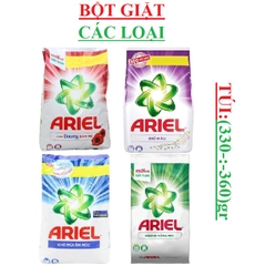 Bột giặt ariel đam mê, khử mùi ẩm mốc túi 330g; nắng mai, giữ mầu túi 360g