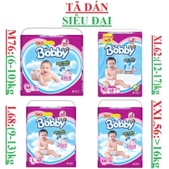 Tã dán bobby fresh siêu mỏng M76, L68, XL62, XXL56 (siêu đại)