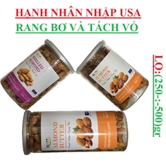 Hạnh nhân tách vỏ - hạnh nhân rang bơ hộp (250-:-500)gr