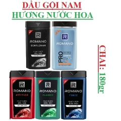 Dầu gội nam romano chai 180gr, classic, force, attitude, pro series(trị gầu),Gentleman