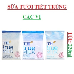 Sữa tươi tiệt trùng TH true milk túi 220ml ,có đường, không đường, ít đường