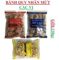 Bánh quy nhân mứt jam sanwich biscuit all upin gói 230gr