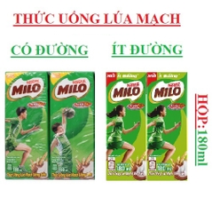 Sữa lúa mạch milo uống liền có đường, ít đường hộp 180ml