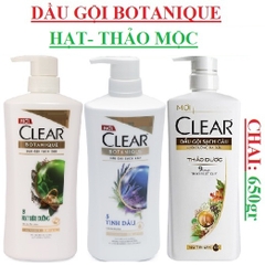 Dầu gội trị gầu clear chai 650gr, botanique tinh dầu, siêu hạt; thảo dược