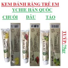 Kem đánh răng trẻ em ychie hàn quốc các vị chuối, dâu, táo tuýp 75gr