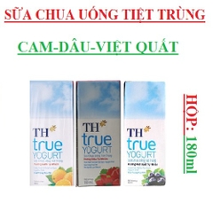 Sữa chua uống tiệt trùng TH true yogurt 180ml, hương cam, hương dâu, việt quất