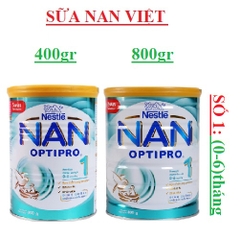 Sữa Nan 1 lon 800gr, 400gr (Nan Optiprro 1) dành cho trẻ (0-6) tháng tuổi
