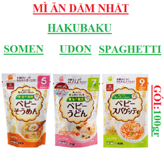 Mì ăn dặm Nhật Hakubaku gói 100gr Baby Udon, Somen, Spaghetti