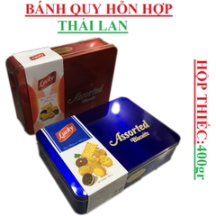 Bánh quy hỗn hợp Thái Lan Lucky Assorted biscutits chữ nhật hộp thiếc 400gr