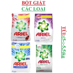 Bột giặt ariel đam mê, khử mùi ẩm mốc túi 5kg; nắng mai, giữ mầu túi 5.5kg