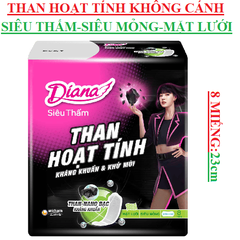 Băng vệ sinh than hoạt tính siêu thâm, siêu mỏng mặt lưới Diana không cánh 8 miếng 23cm