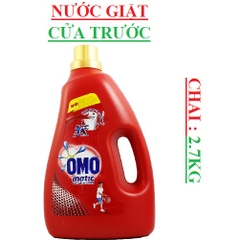 Nước giặt máy cửa trên Omo 2.7kg, bản thường, dịu nhẹ trên da, tinh dầu thơm,bền đẹp,giữ mầu