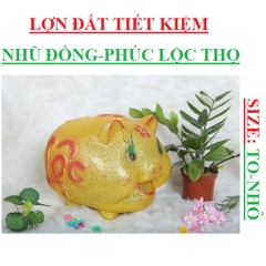 Lợn đất tiết kiệm dáng tròn mầu đồng nhũ