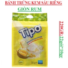 Bánh trứng nướng kem sầu riêng Tipo durian cream egg cookies Hữu nghị túi  220gr