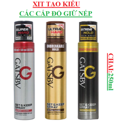 Xịt tóc tạo kiểu, giữ kiểu lâu GATSBY chai (200-:-250)ml