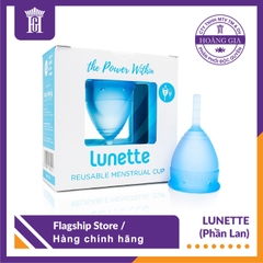 Combo Cốc nguyệt san Lunette (Xanh, hộp vuông) + Hộp giấy lau tiệt trùng cốc nguyệt san