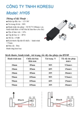 Xi lanh mini điện 12v , thiết bị nâng hạ tự động  siêu nhỏ, HY05.