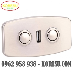 Nút bấm điều khiển điện hình chữ nhật nhỏ có rắc cắm sạc USB dùng cho ghế và giường massage, màu bạc trắng, (67171)