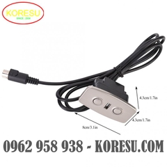 Nút bấm điều khiển điện hình chữ nhật nhỏ có rắc cắm sạc USB dùng cho ghế và giường massage, màu bạc trắng, (67171)