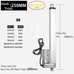 Xy Lanh Thanh Đẩy Điện S250mmT, 12v, 45mm/s, 200N