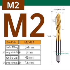 Mũi TARO Mạ Titan EX-SFT đầu vàng Rãnh xoắn ốc M2-M24 (TR001)