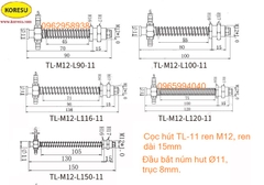 Thân hút khí chân không TL -11 ren M12 , ren dài 15mm.