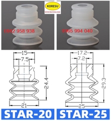 Núm hút cao su silicon 3 ngăn, giác hút chân không Star 3 ngăn dùng cho cọc hút đầu bắt núm 8mm