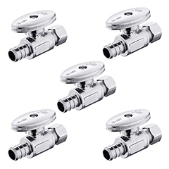 (Pack of 5) EFIELD 1/4 Turn Straight Stop Valve 3/8