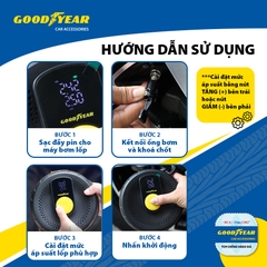 Máy Bơm Lốp Xe GOODYEAR GY-2252 Không Dây Tích Điện Tự Ngắt Đa Năng - Nhập Khẩu Chính Hãng