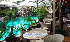 Ghế giả mây Minh Thy cung cấp bàn ghế nhựa giả mây cho quán Linh Lan cafe phan thiết