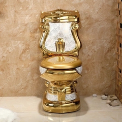 KH1098 - Bồn cầu hoa văn vàng cổ điển cao cấp