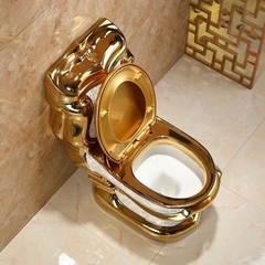 KH1098 - Bồn cầu hoa văn vàng cổ điển cao cấp