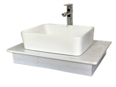 CB16 - Combo trọn bộ phòng tắm, bồn cầu liền khối, bàn đá đơn chậu nổi, sen cây nhiệt độ..