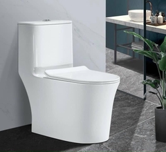 KA6025 - Bồn cầu liền khối trắng, men nano tuyết chống bám dính, nắp UF chông xước, bộ xả cao cấp, nước xả mạnh và êm.