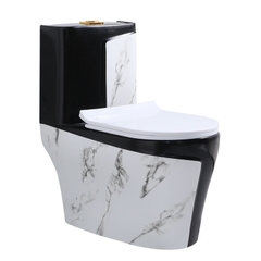 KA603 - Bồn cầu liền khối sứ nung tráng men đen trắng cao cấp