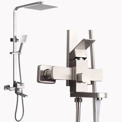 WIN08 - Combo trọn bộ phòng tắm, bồn cầu liền khối, chậu sứ vuông treo, sen cây inox vuông...