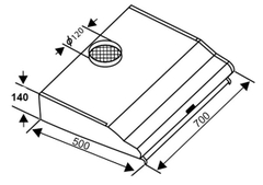 Máy hút khử mùi cao cấp Sevilla SV270BLACK. Kích thước  700 x 500 x 140 mm (DxRxC)