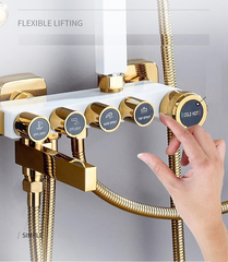 SC3038 - Sen cây nhiệt độ massager 5 nút xoay màu trắng vàng cao cấp