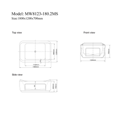 MW8123-180.2MS - Bồn tắm massager cao cấp, chất liệu Acrylic. Kích thước: 1800 x 1200 x 700(mm)