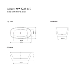 MW8223-150 - Bồn tắm ngâm cao cấp, chất liệu Acrylic. Kích thước: 1500 x 800 x 575 (mm)