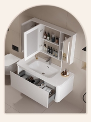 TC190 - Tủ chậu nhựa Plywood + Tủ gương led sấy + Vòi nóng lạnh cao cấp - Hàng nhập khẩu nguyên bộ