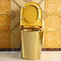 KH1060 - Bồn cầu liền khối sứ nung tráng men nano  vàng cao cấp