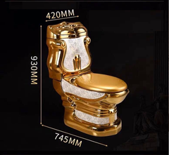 KH1098 - Bồn cầu hoa văn vàng cổ điển cao cấp