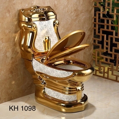 KH1098 - Bồn cầu hoa văn vàng cổ điển cao cấp