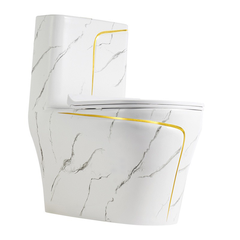 KA601 - Bồn cầu liền khối, sứ nung tráng men trắng vàng cao cấp