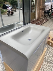 TC195 - Tủ chậu nhựa mặt chậu đá Thạch Anh liền khối màu ghi xám cao cấp