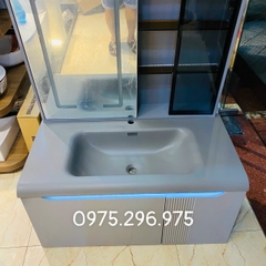 TC195 - Tủ chậu nhựa mặt chậu đá Thạch Anh liền khối màu ghi xám cao cấp