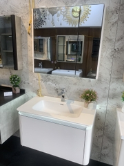 TC190 - Tủ chậu nhựa Plywood + Tủ gương led sấy + Vòi nóng lạnh cao cấp - Hàng nhập khẩu nguyên bộ